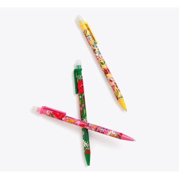 Ban.do Mechanical Pencils Floral Print Set of 3 NIB colorful stationary - Picture 2 of 4